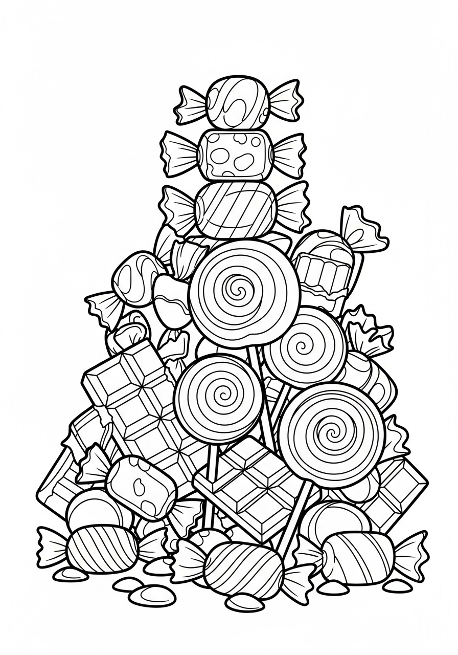 Halloween Coloring Pages 2 A big pile of Halloween candy coloring page
