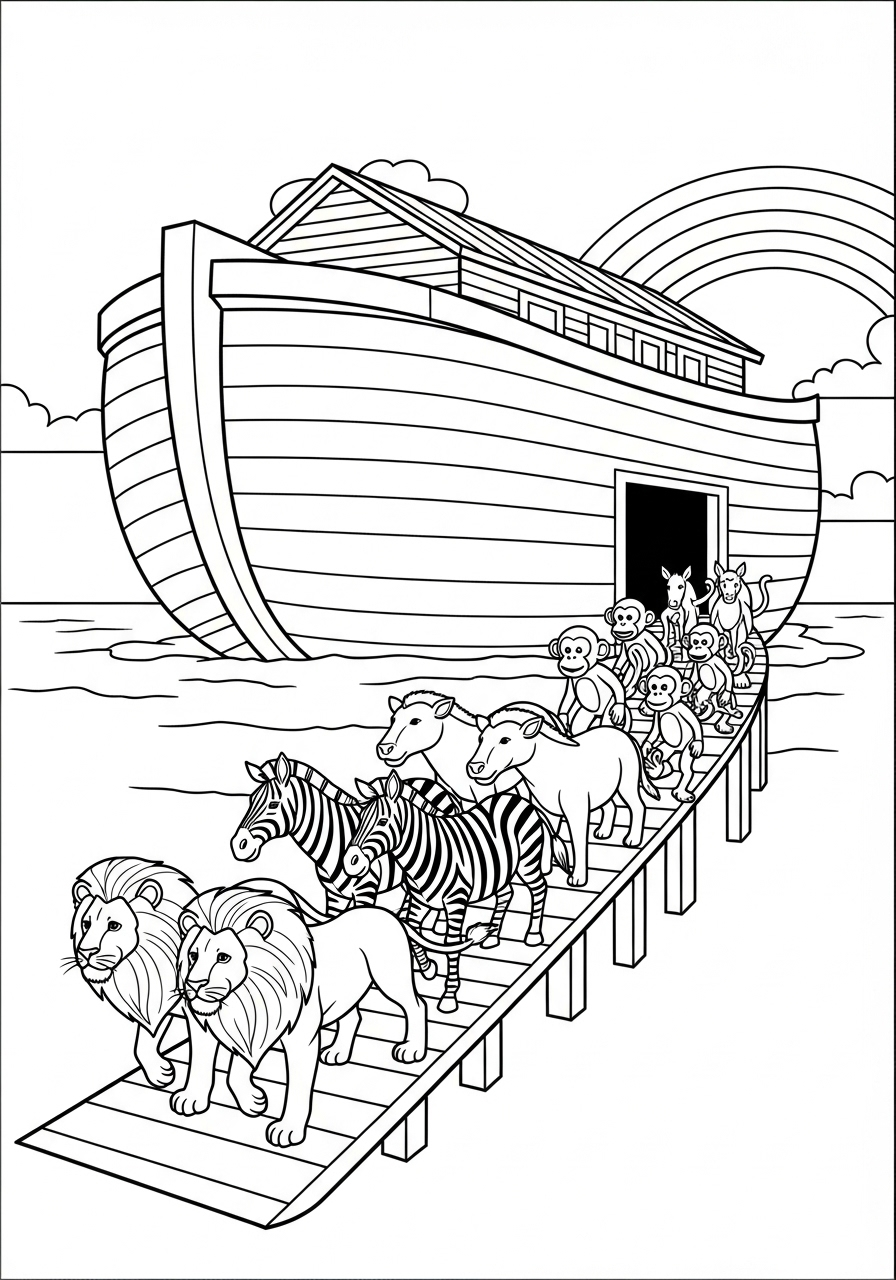 Animals beside Noah’s Ark coloring page