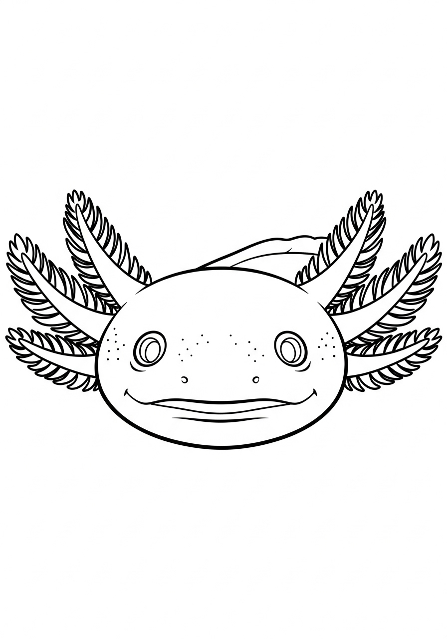 Axolotl face close-up coloring page