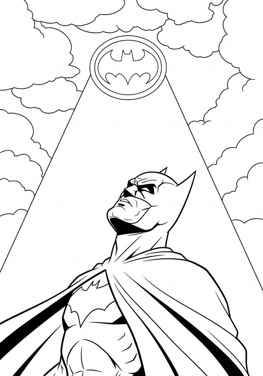 Batman and the Bat-Signal coloring page