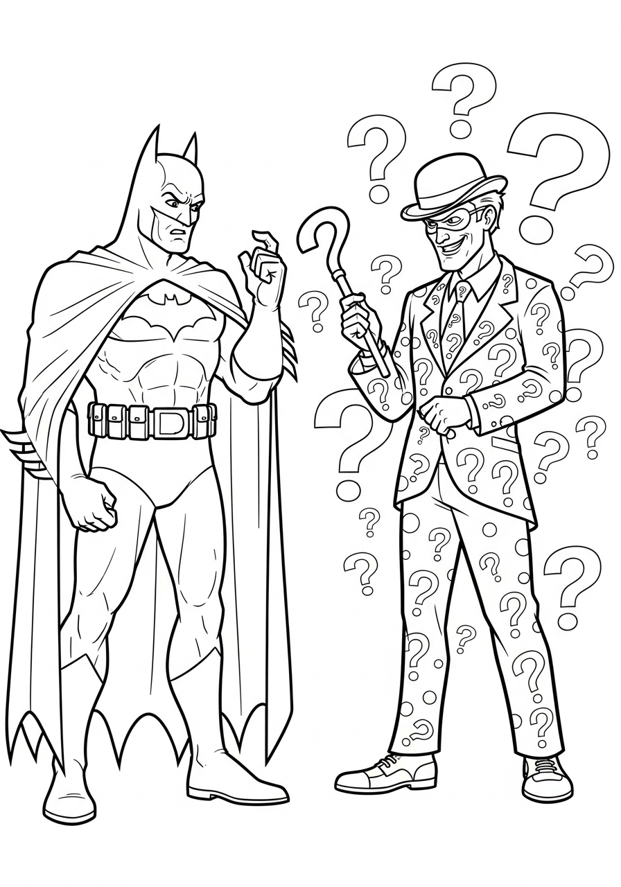 Batman facing the Riddler coloring page