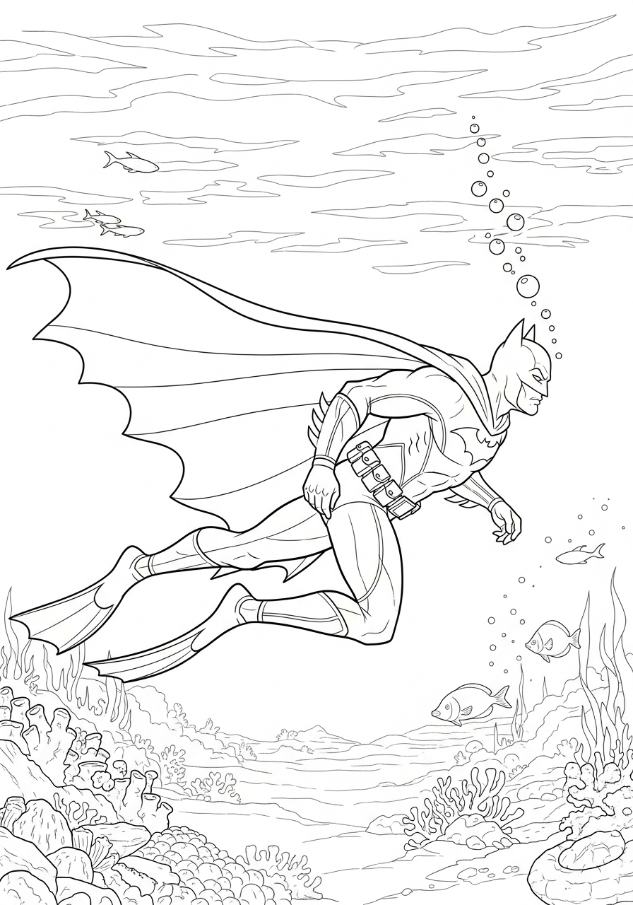 Batman in underwater suit coloring page