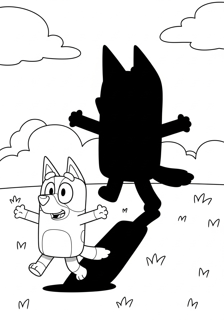 Bluey Coloring Pages 5 Bingo Playing with Shadow coloring page