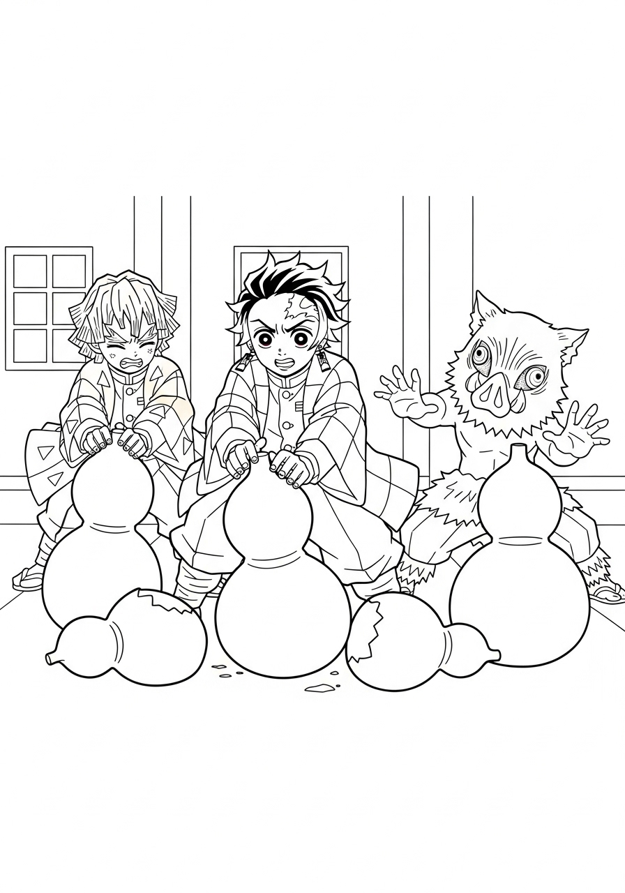 Boys training at Butterfly Mansion coloring page