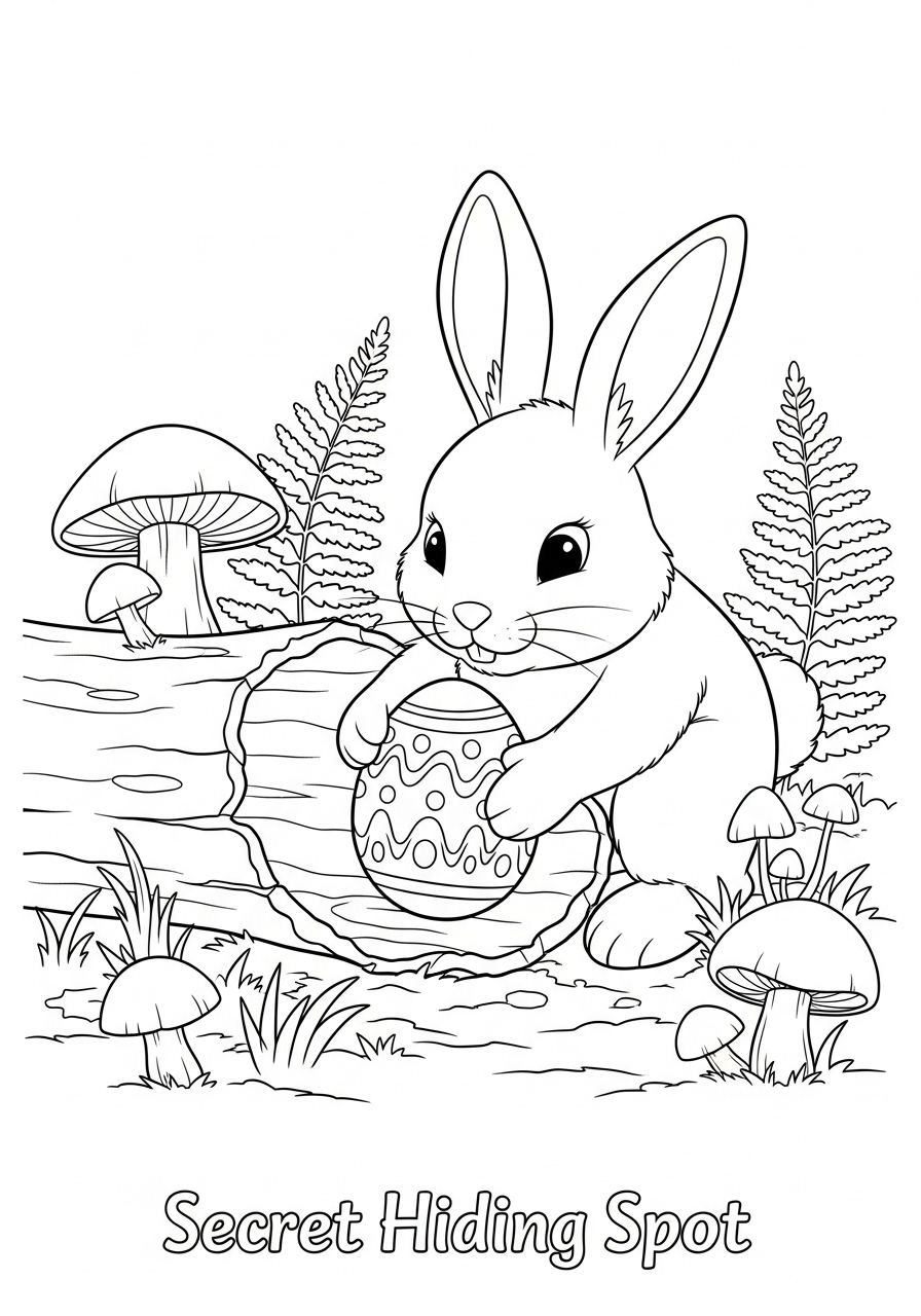 Easter Coloring Pages 9 Bunny hides a secret egg coloring page
