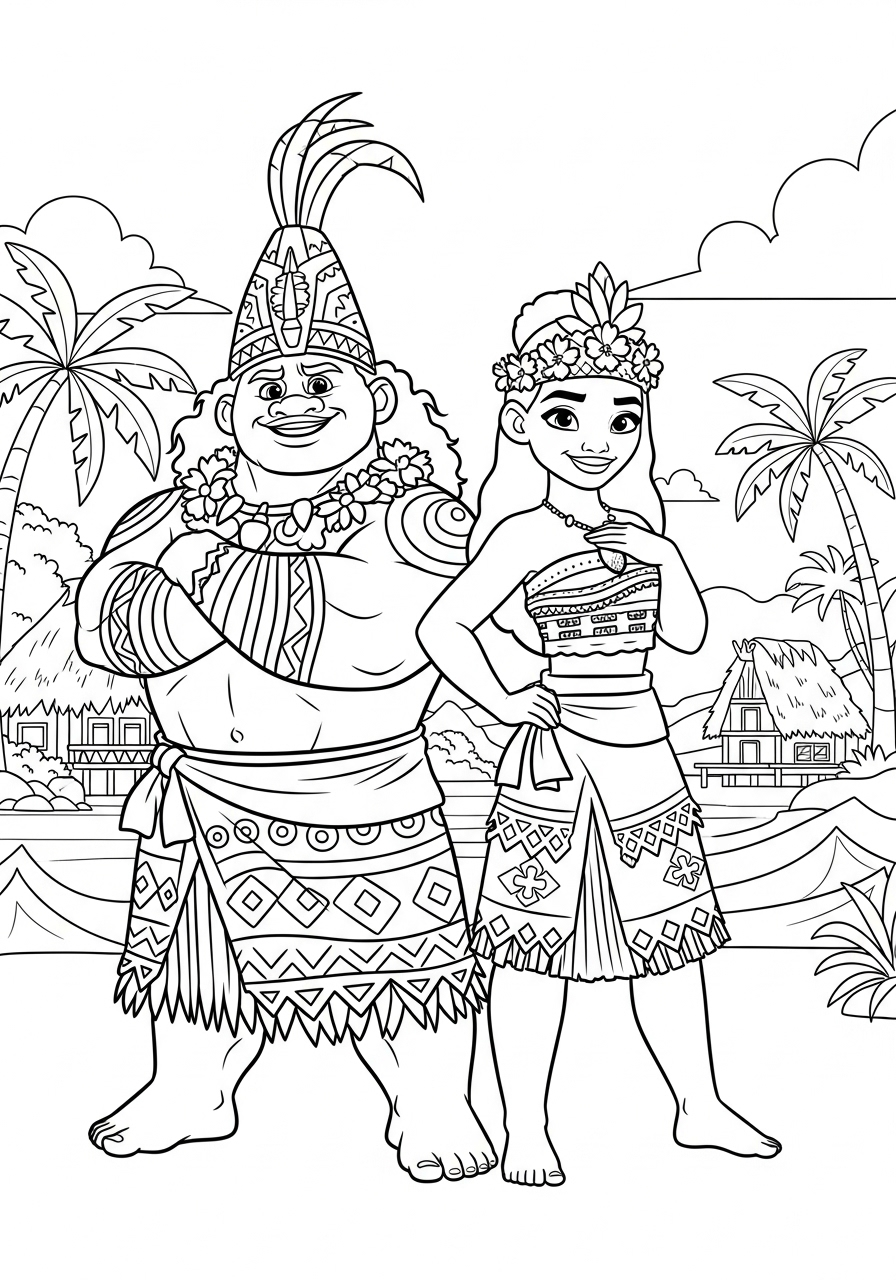 Chief Tui and Sina proud coloring page