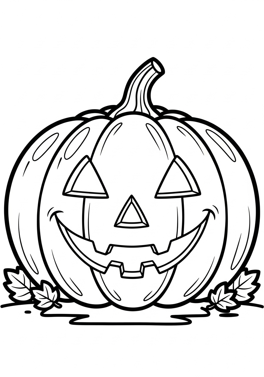 Halloween Coloring Pages 6 Classic smiling jack-o’-lantern face coloring page