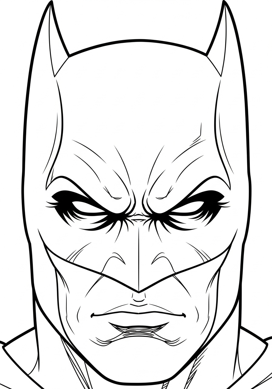 Close-up of Batman’s mask coloring page