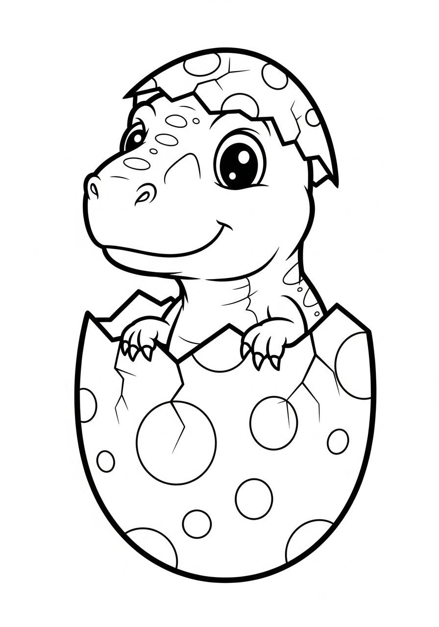 T-Rex Coloring Pages 3 Cute baby T-Rex hatching coloring page
