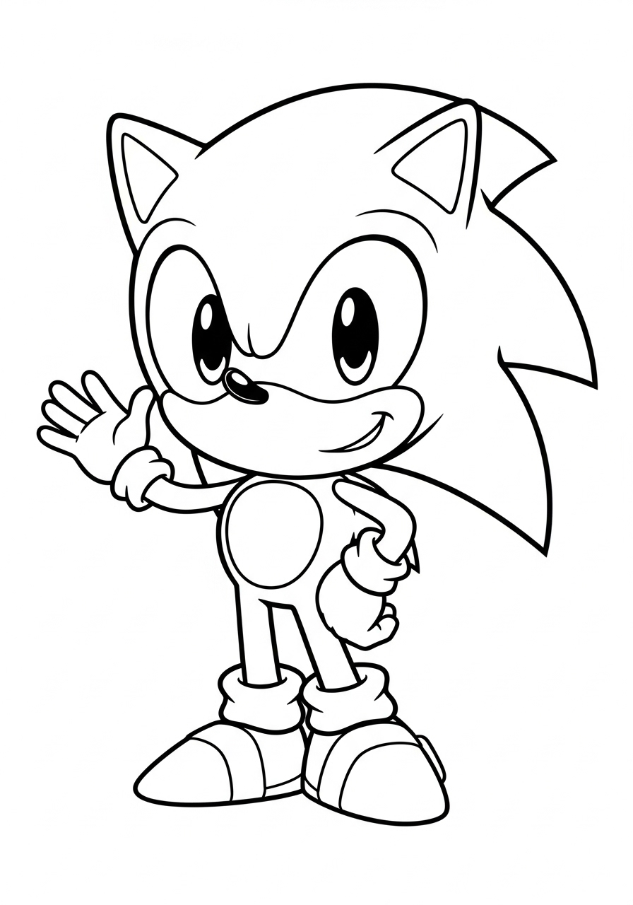 Sonic Coloring Pages 2 Cute chibi style Sonic coloring page