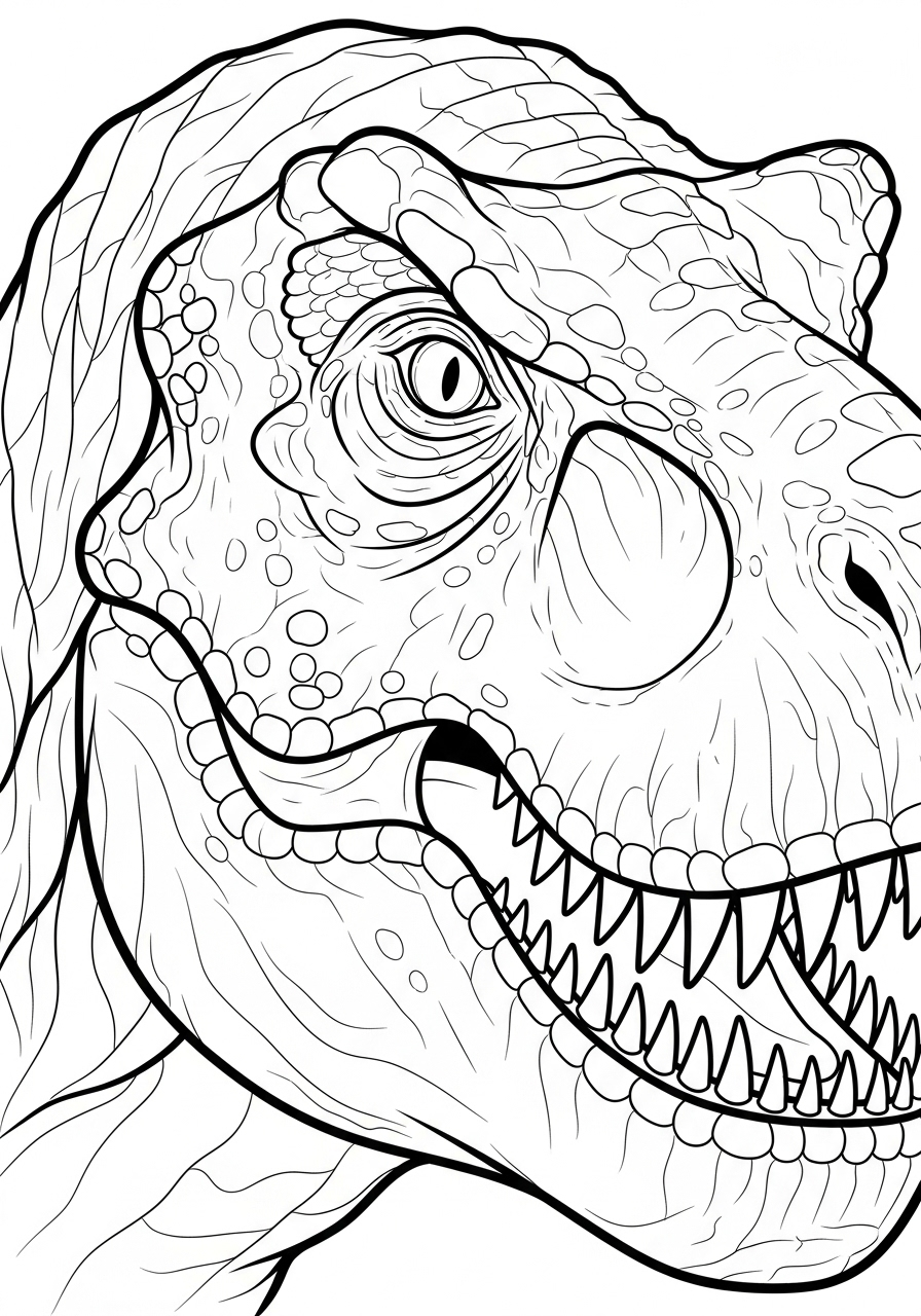 T-Rex Coloring Pages 4 Detailed T-Rex head coloring page