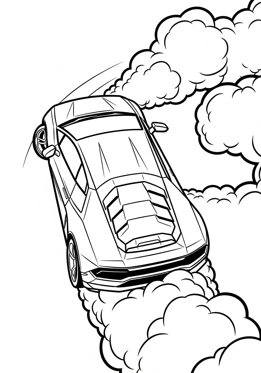 Drifting Lamborghini Smoke coloring page