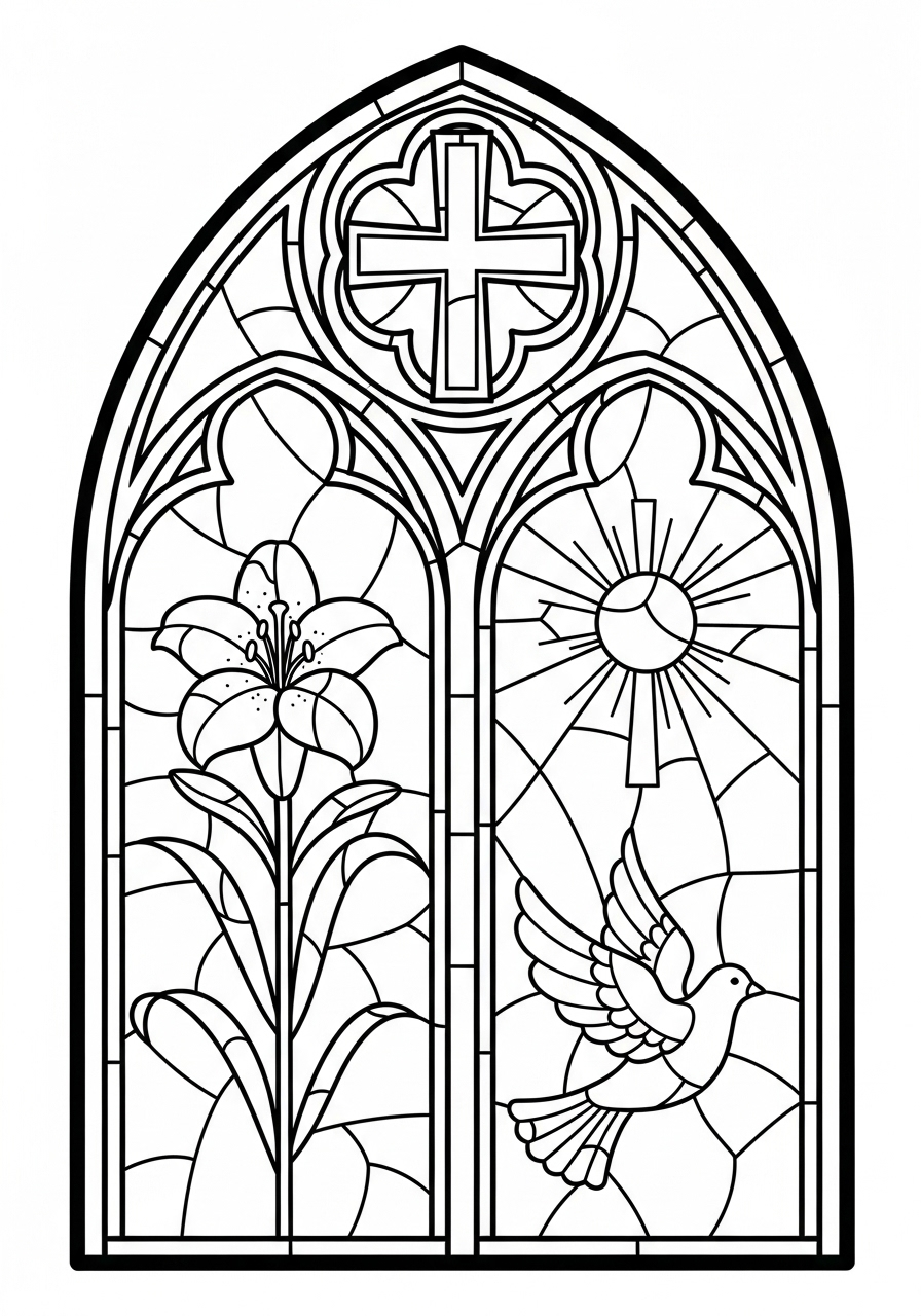 Easter Coloring Pages 14 Easter stained glass window coloring page