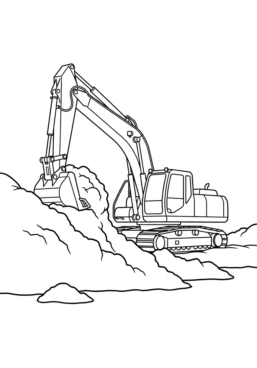 Excavator Coloring Pages 8 Excavator digging in deep snow coloring page