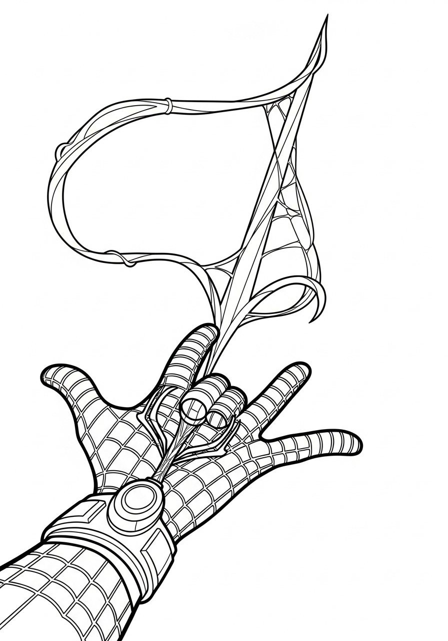 Spider-Man Coloring Pages 4 First-person view shooting web coloring page
