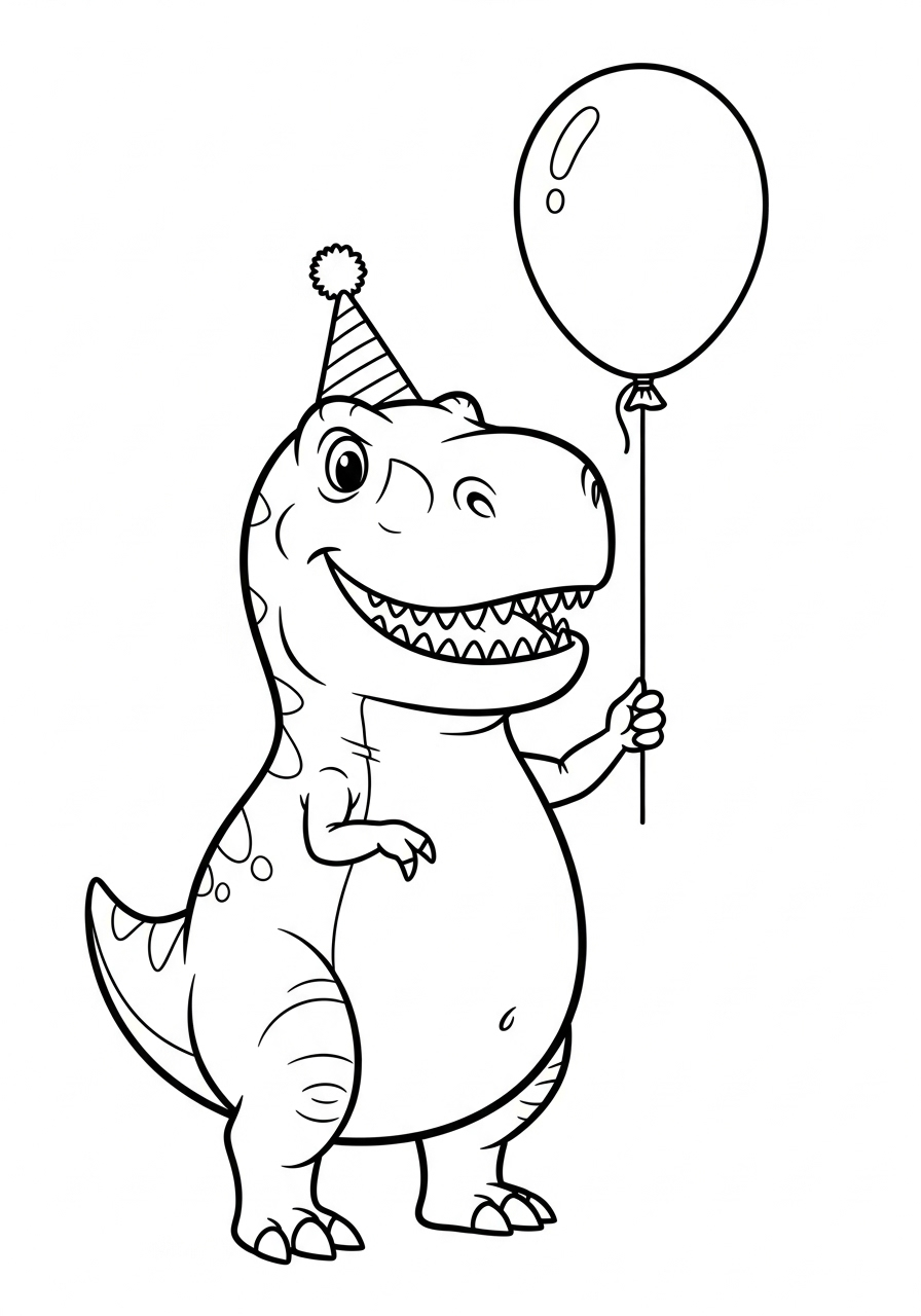 T-Rex Coloring Pages 7 Funny T-Rex party coloring page