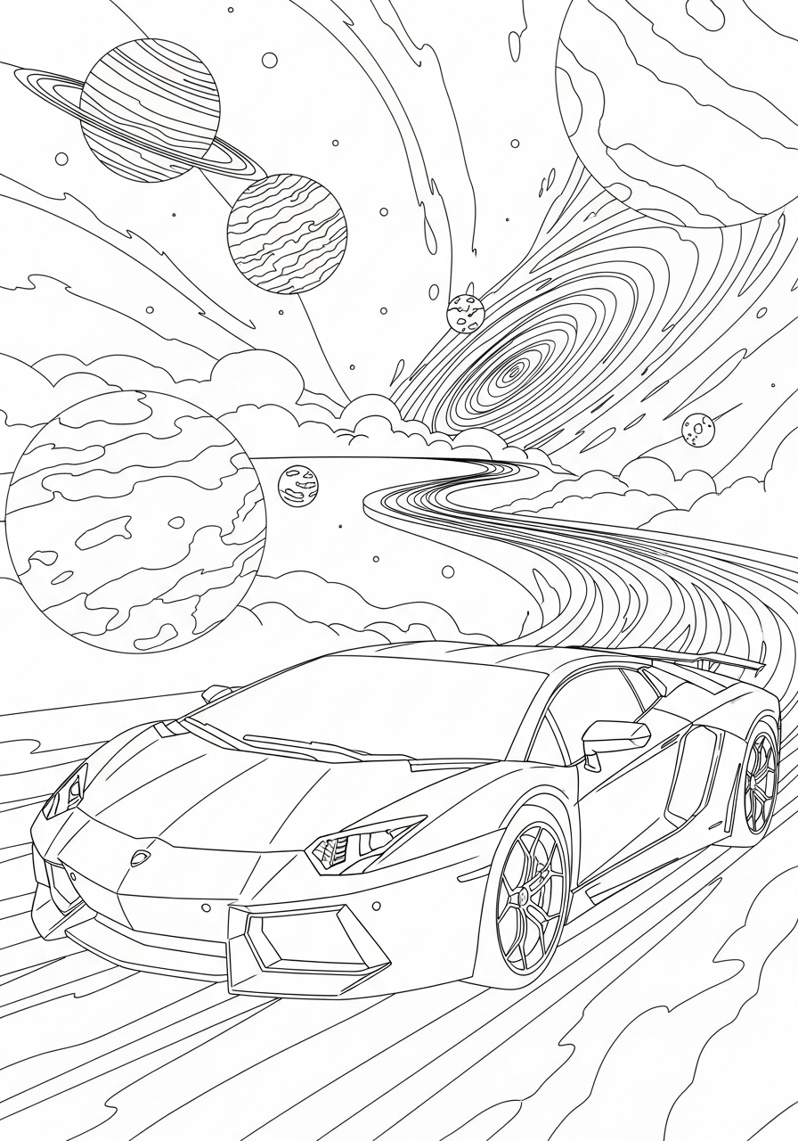 Galaxy Lamborghini Racer coloring page