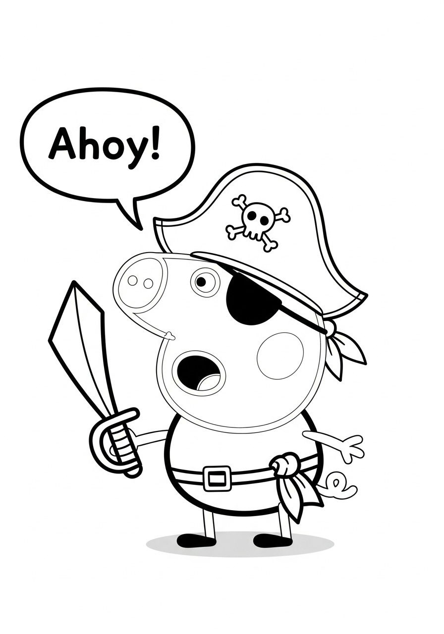 Peppa Pig Coloring Pages 3 George Pig as a pirate coloring page