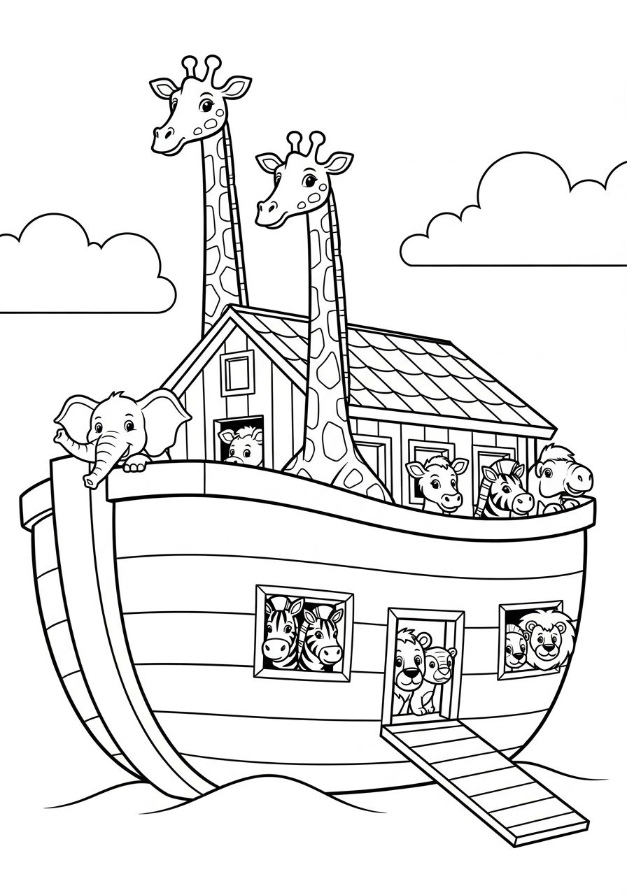 Giraffes on Noah’s Ark coloring page