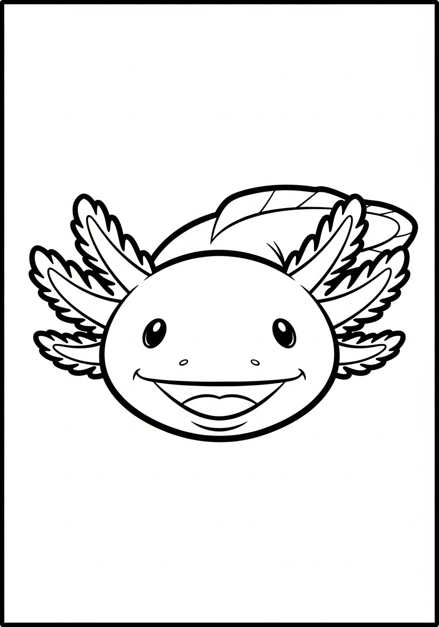 Happy Axolotl smiling coloring page