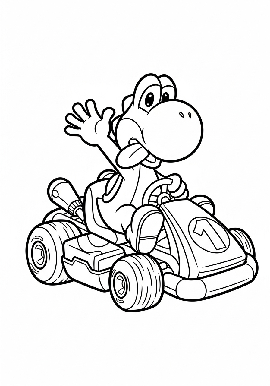 Happy Yoshi waving from Egg 1 coloring page