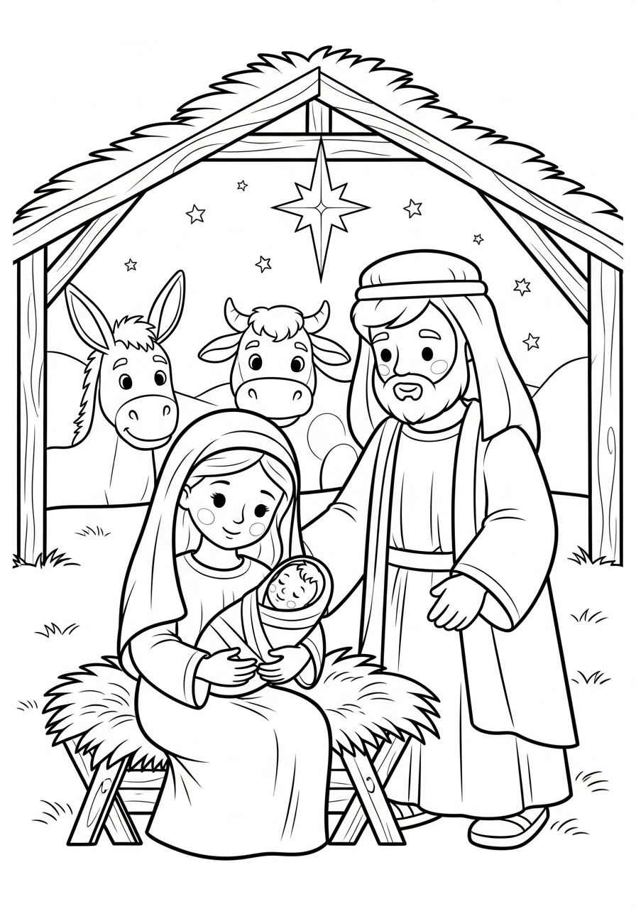 Jesus Coloring Pages 25 Holy Family (Mary, Joseph, Jesus) coloring page