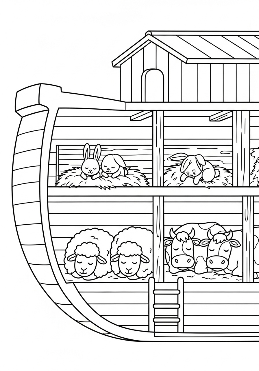 Inside Noah’s Ark animals coloring page