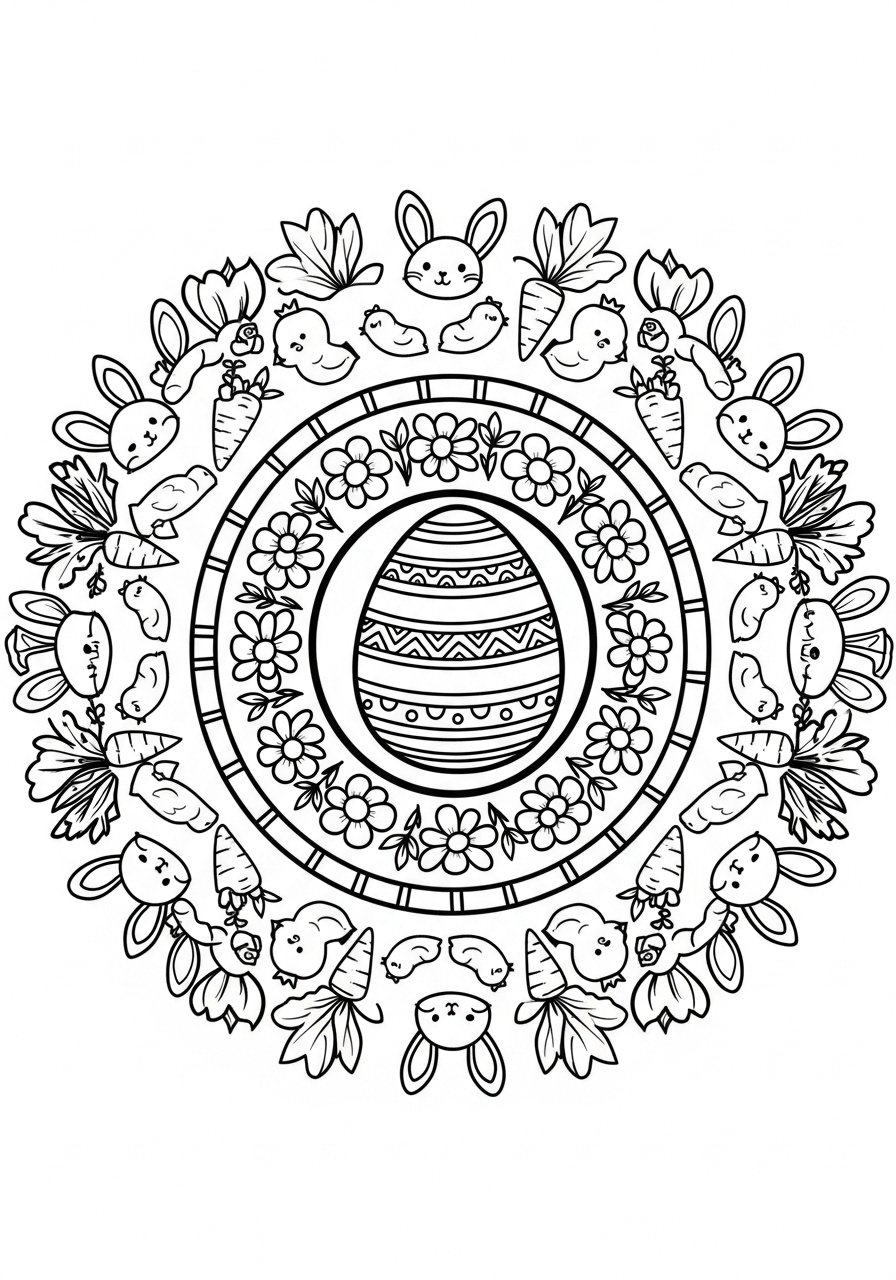 Easter Coloring Pages 15 Intricate Easter egg mandala coloring page
