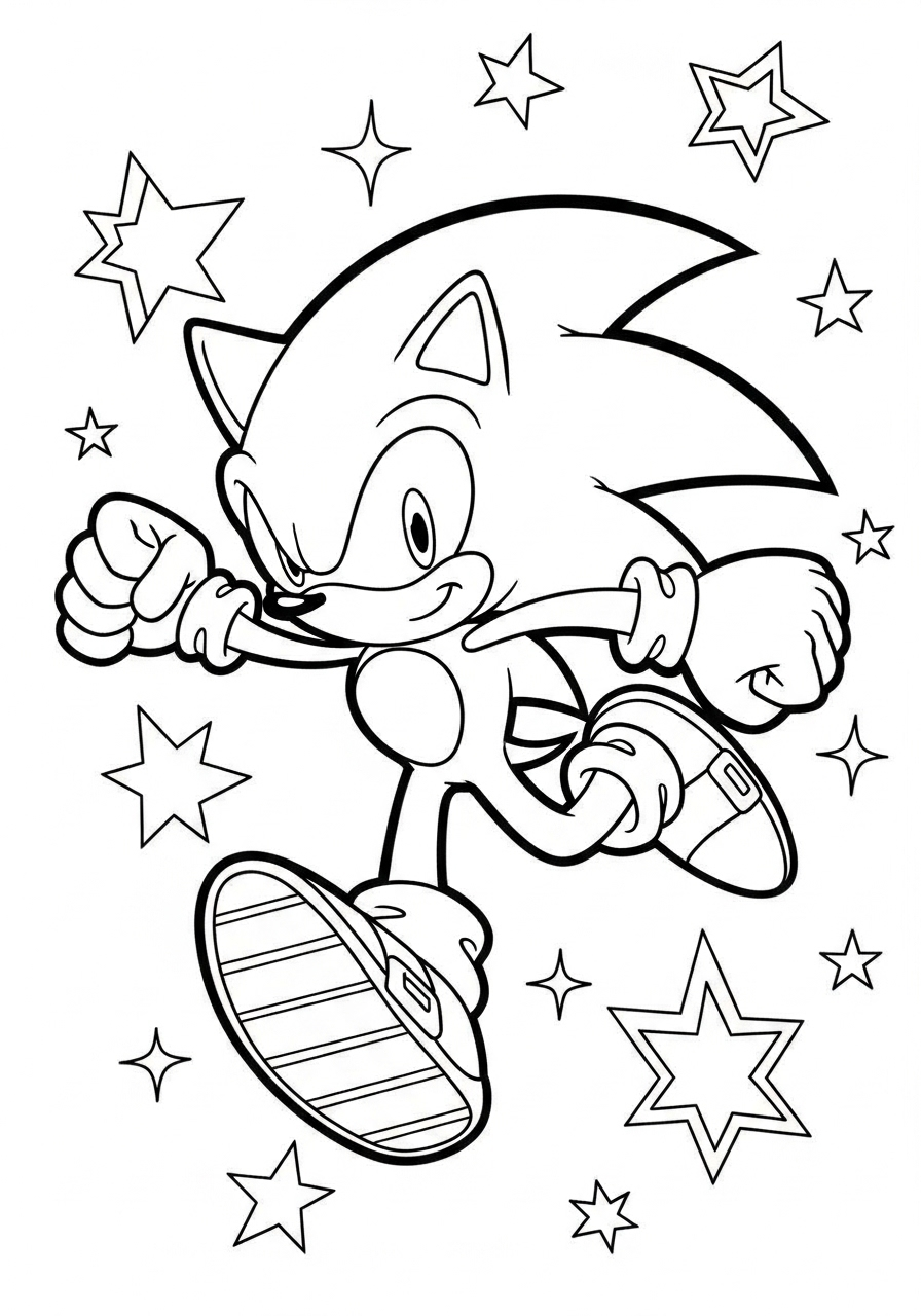 Sonic Coloring Pages 3 Invincible Sonic running fast coloring page