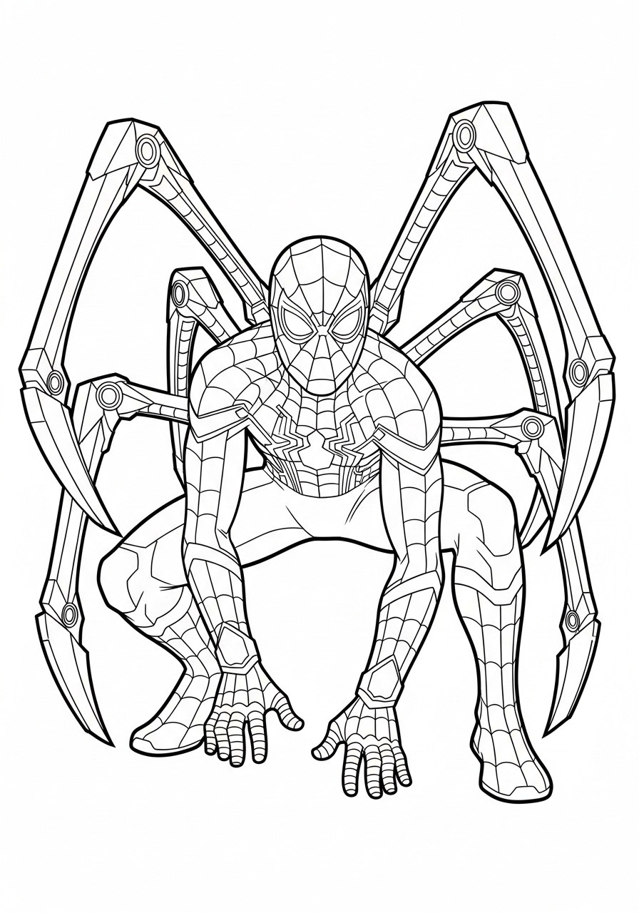 Spider-Man Coloring Pages 5 Iron Spider suit, extra legs coloring page