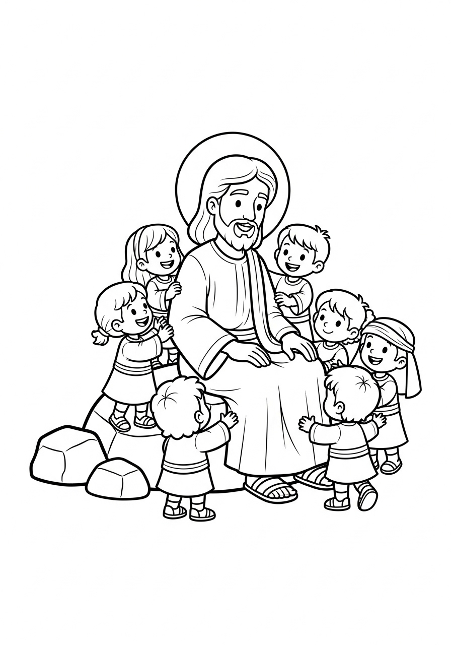Jesus Coloring Pages 23 Jesus blessing the little children coloring page