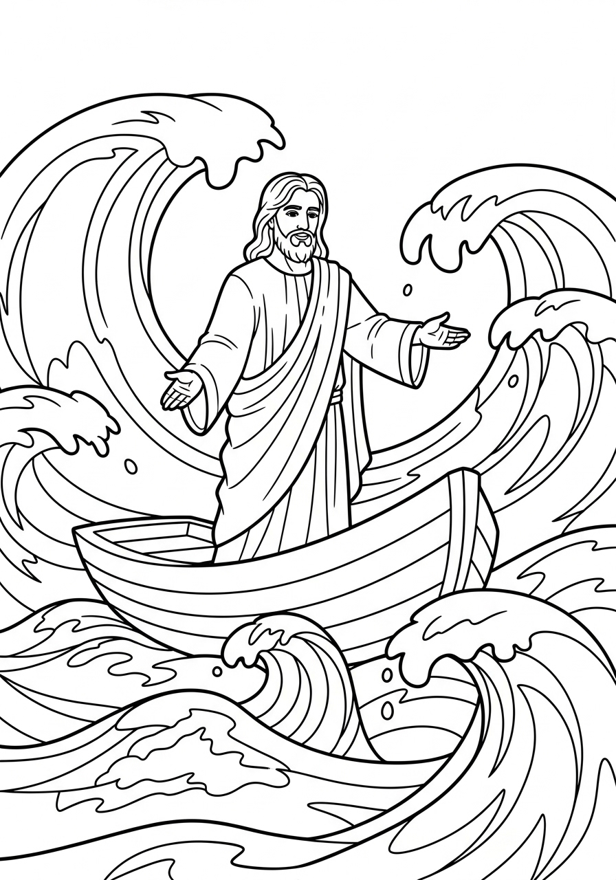Jesus Coloring Pages 21 Jesus calming the stormy sea coloring page