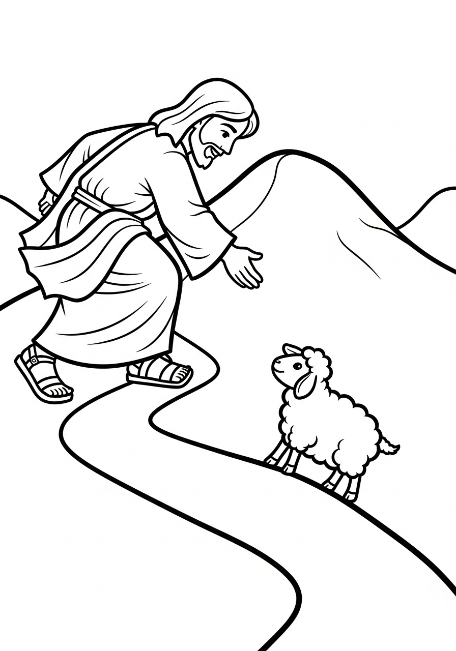 Jesus Coloring Pages 19 Jesus finding one lost sheep coloring page