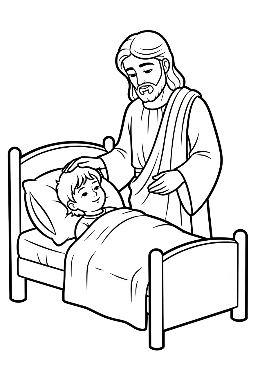 Jesus Coloring Pages 18 Jesus healing a sick child coloring page