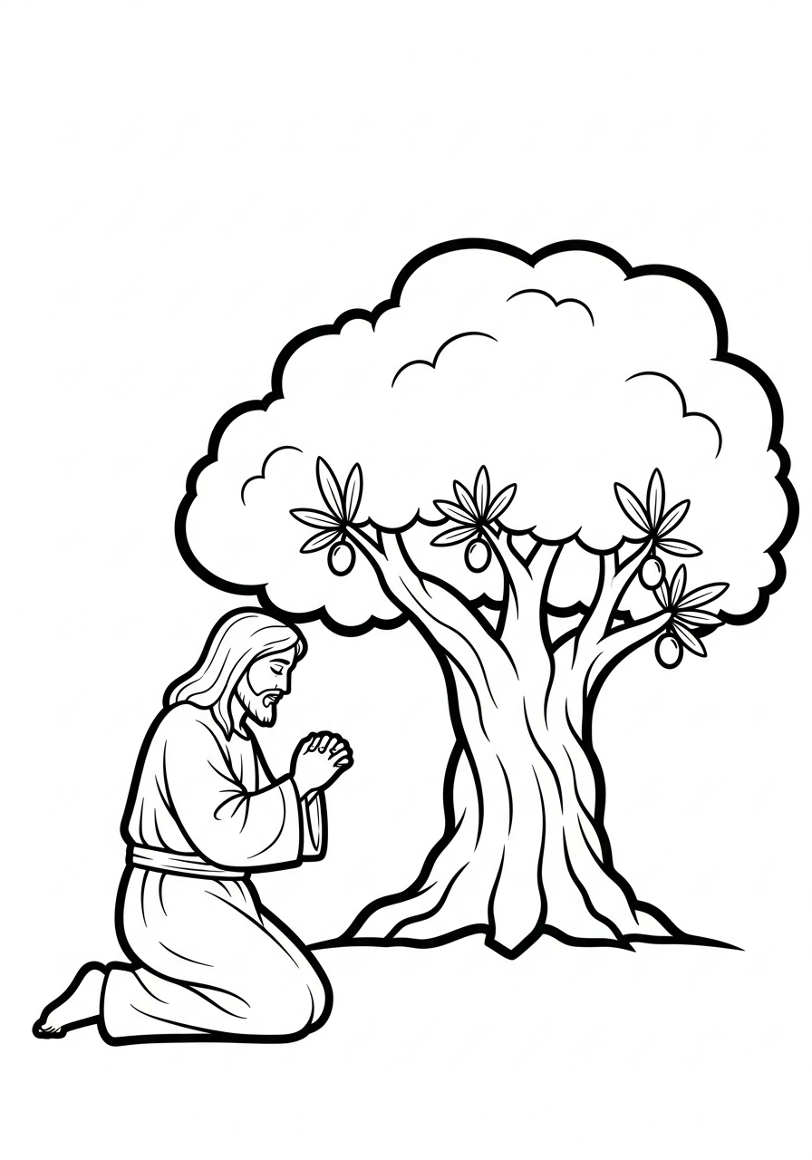 Jesus Coloring Pages 17 Jesus praying in the garden coloring page