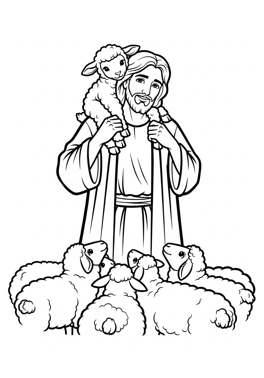 Jesus Coloring Pages 15 Jesus the Good Shepherd holding a lamb coloring page