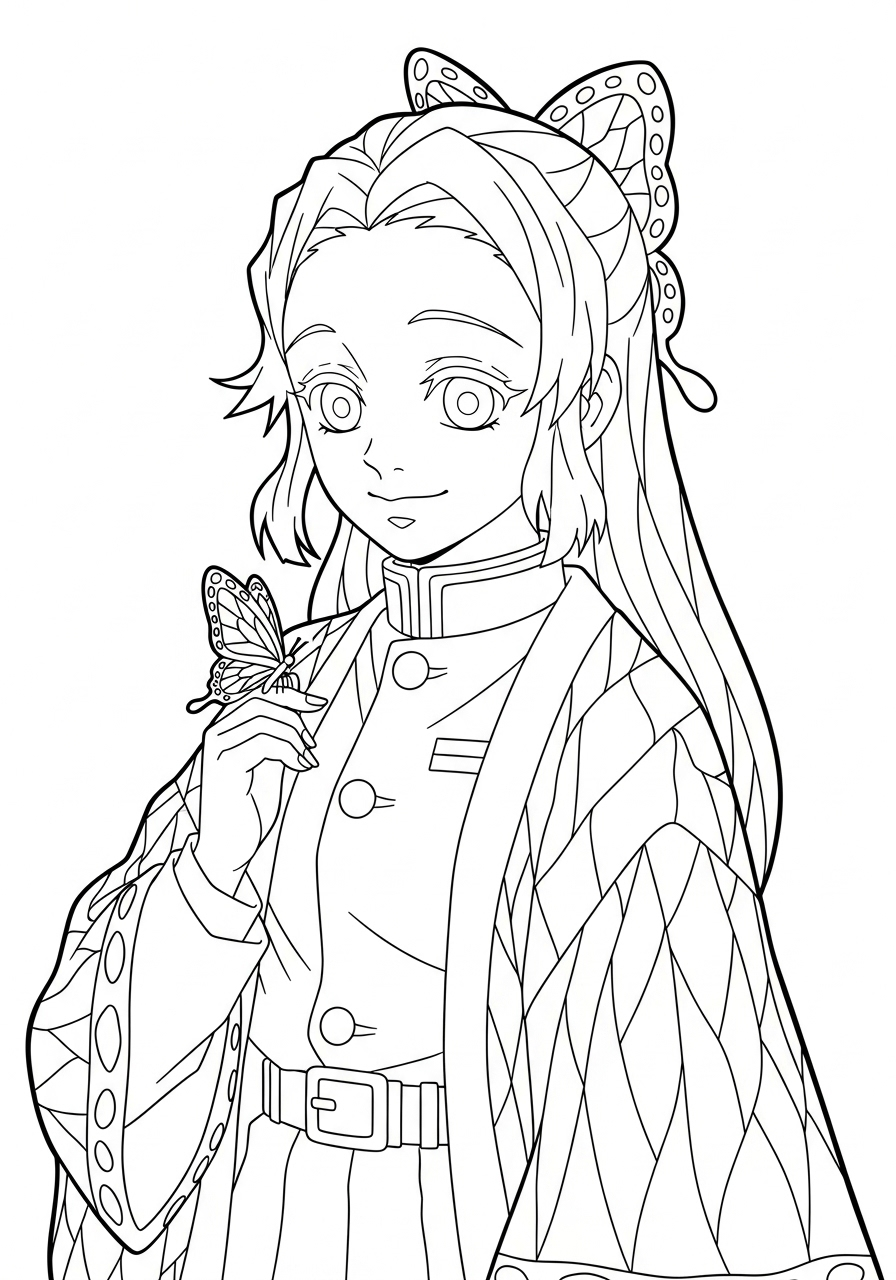 Kanae Kocho’s gentle smile coloring page