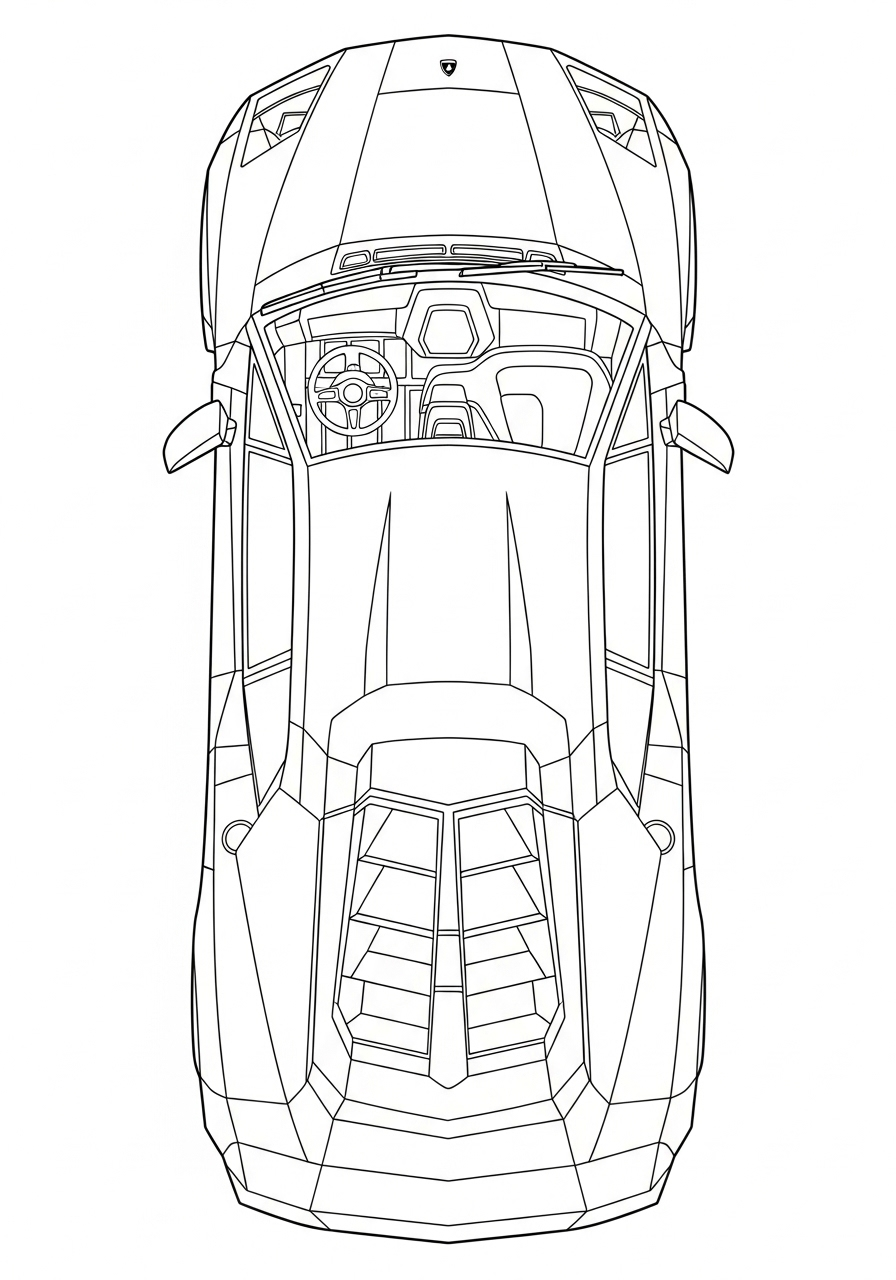 Lamborghini Blueprint View coloring page