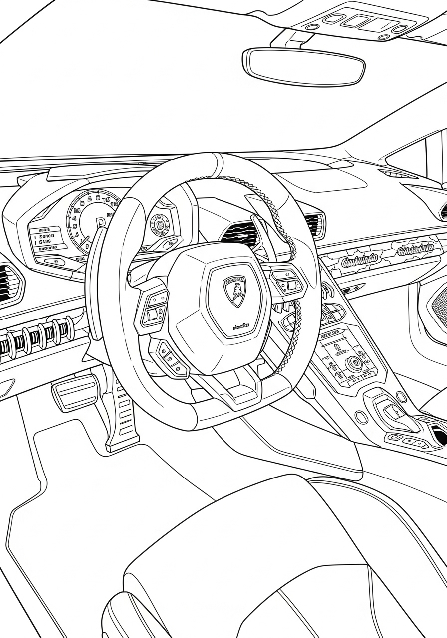 Lamborghini Cockpit View coloring page