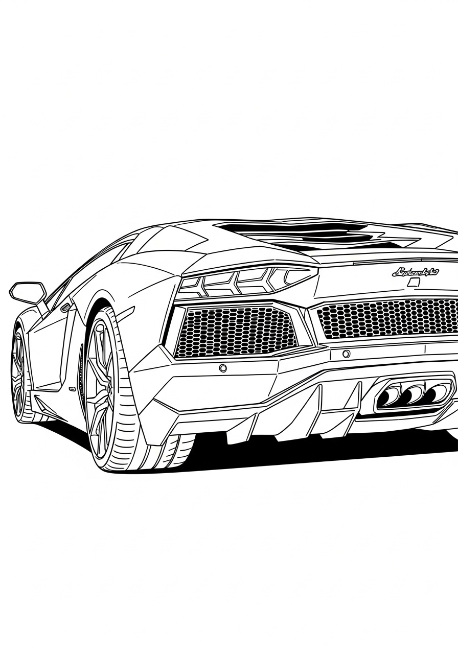 Lamborghini Rear View coloring page
