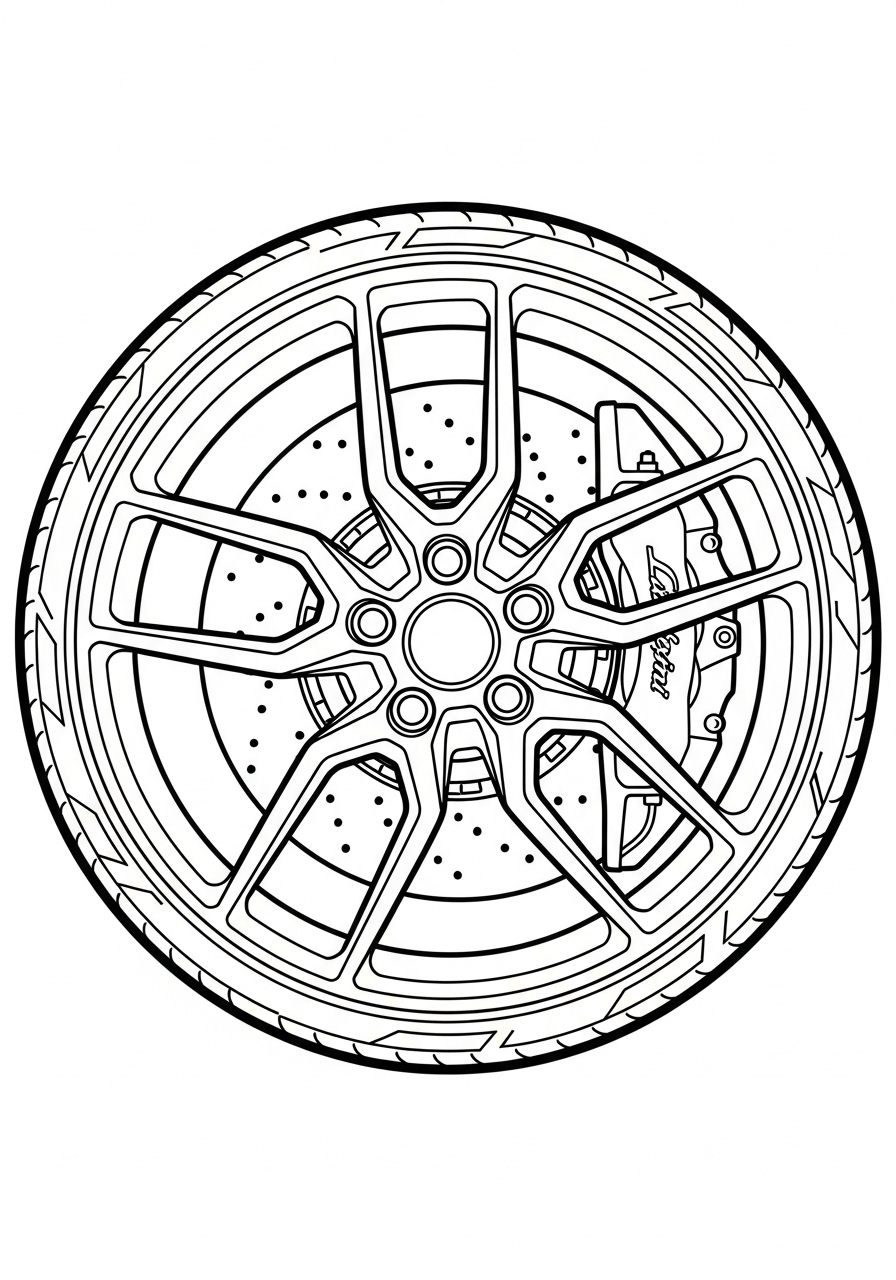 Lamborghini Wheel Detail coloring page