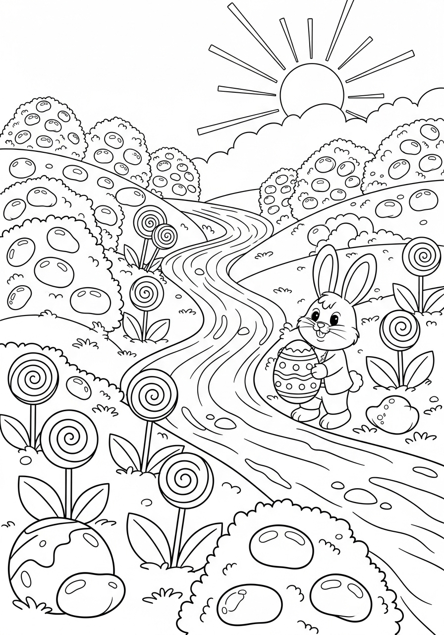 Easter Coloring Pages 16 Magical jellybean candy garden coloring page