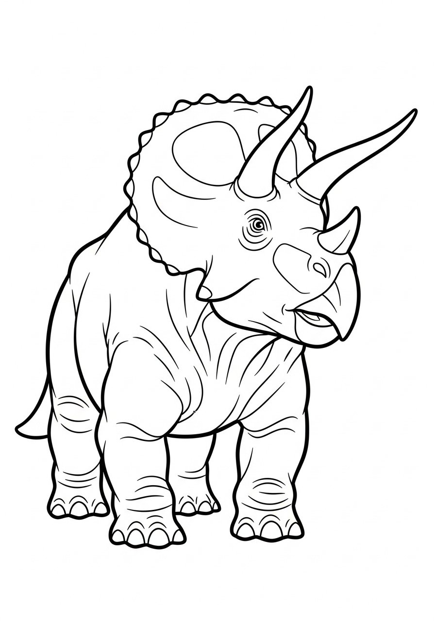 Majestic adult Triceratops standing tall coloring page