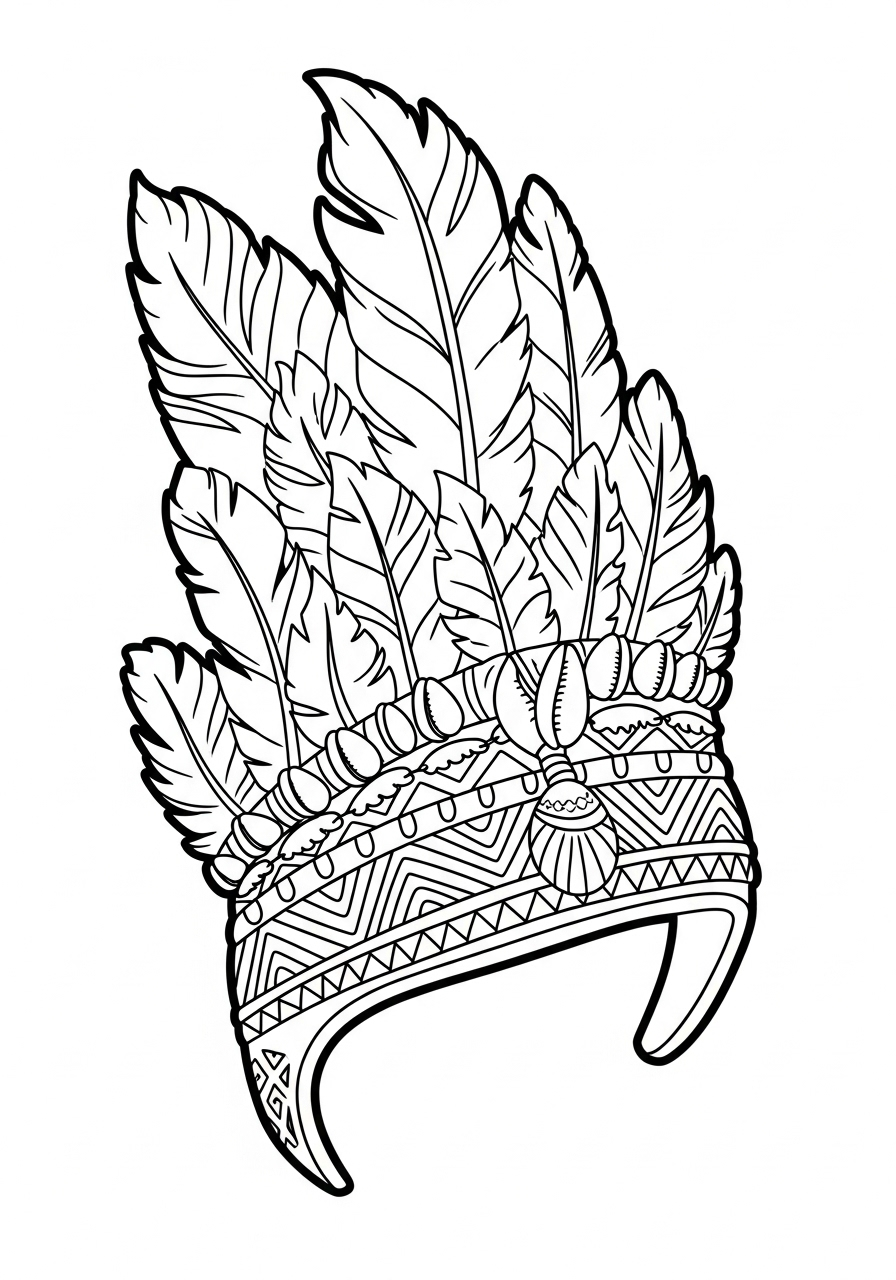 Moana’s ceremonial feathered headdress coloring page