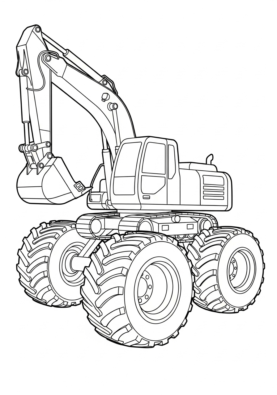 Excavator Coloring Pages 19 Monster truck excavator hybrid coloring page