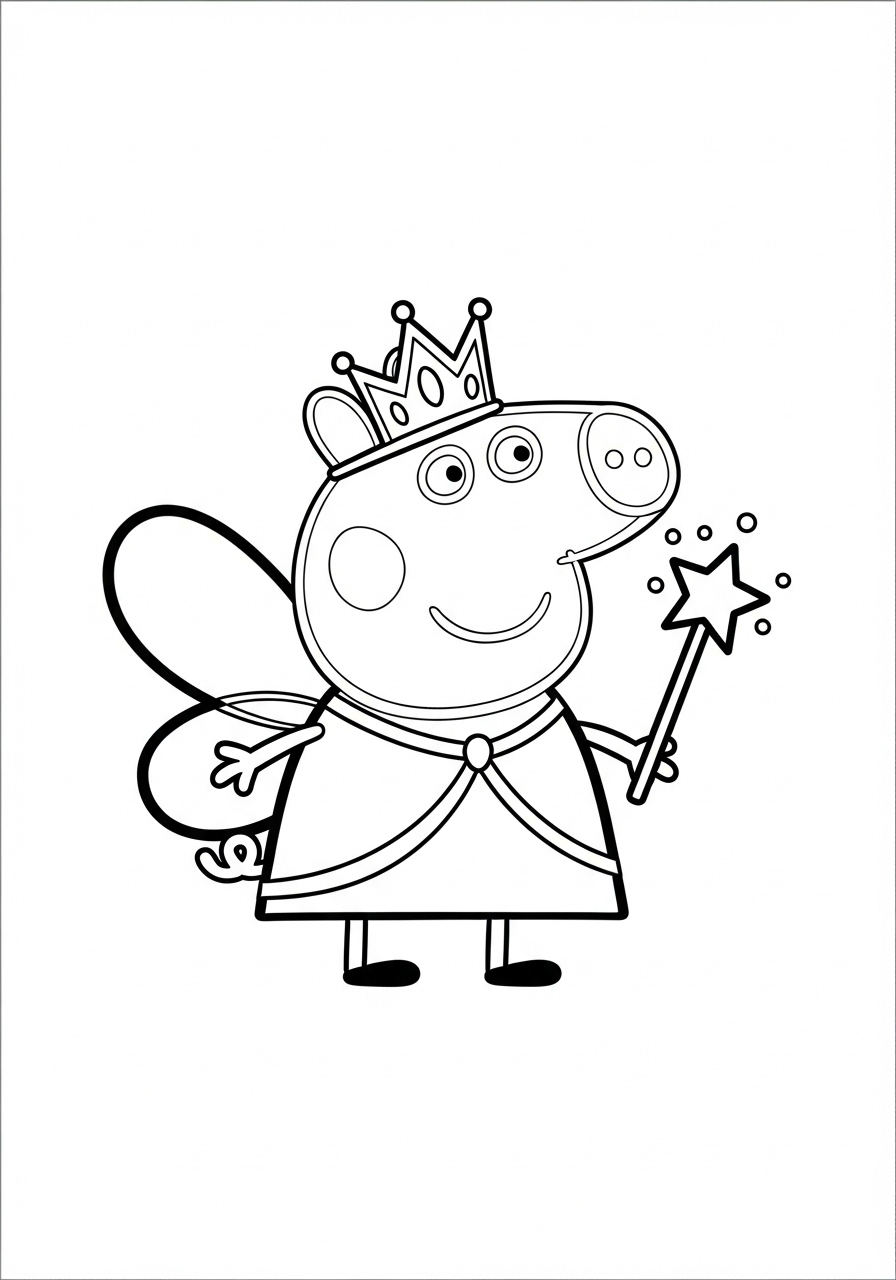 Peppa Pig Coloring Pages 16 Peppa Pig as a fairy princess coloring page