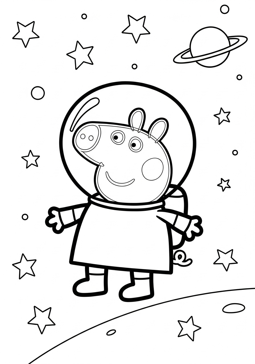 Peppa Pig Coloring Pages 17 Peppa Pig as an astronaut coloring page