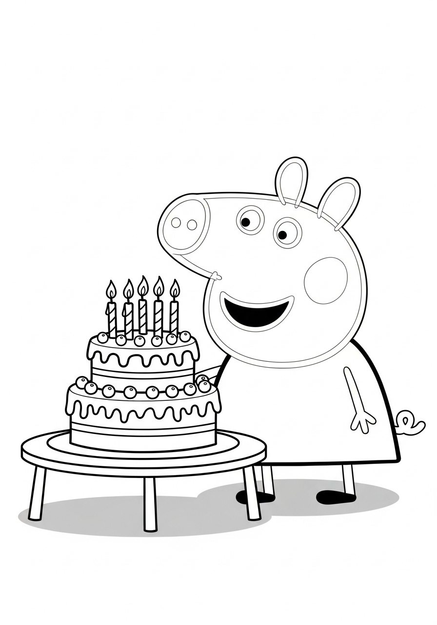 Peppa Pig Coloring Pages 10 Peppa at her birthday party coloring page