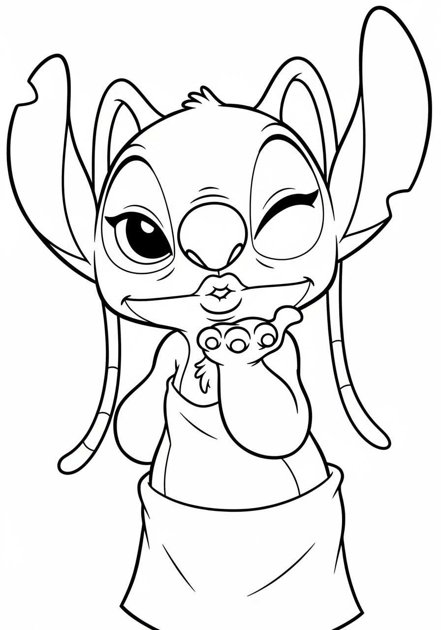 Lilo & Stitch Coloring Pages 11 Pink Experiment Angel winking coloring page