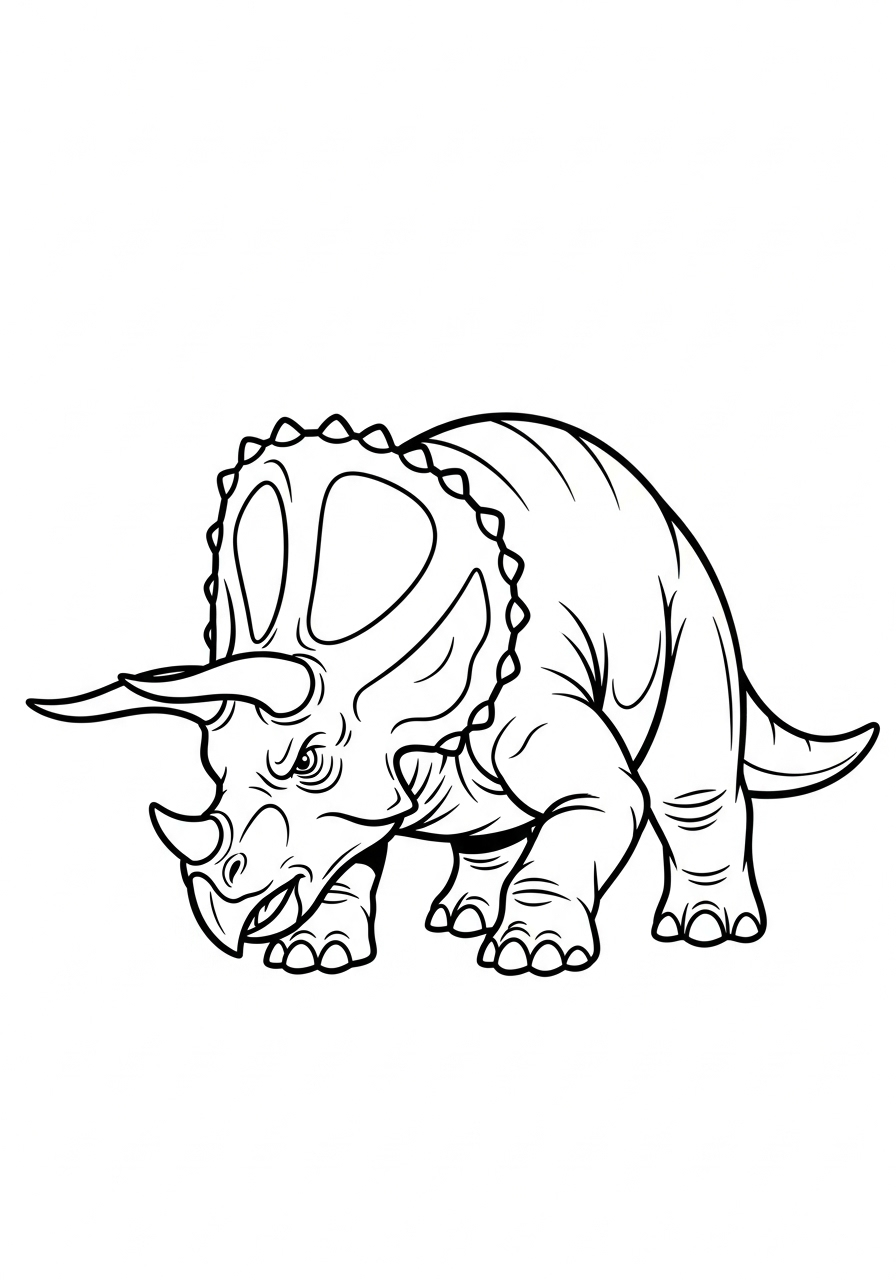 Powerful Triceratops in defensive stance coloring page
